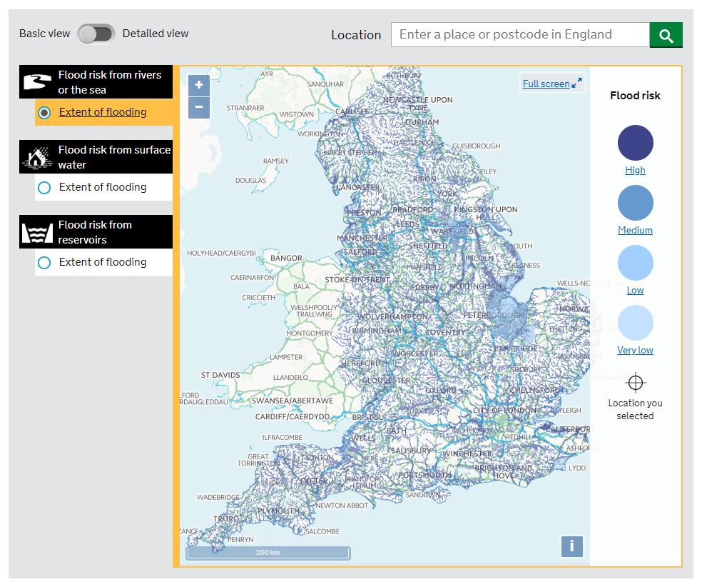 Long term flood risk map from government uk website